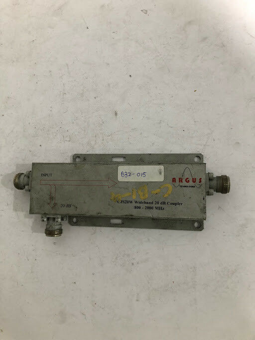 ARGUS Technology C-B1-4 CJS20W wideband 20 db coupler 800-2000 Mhz ...