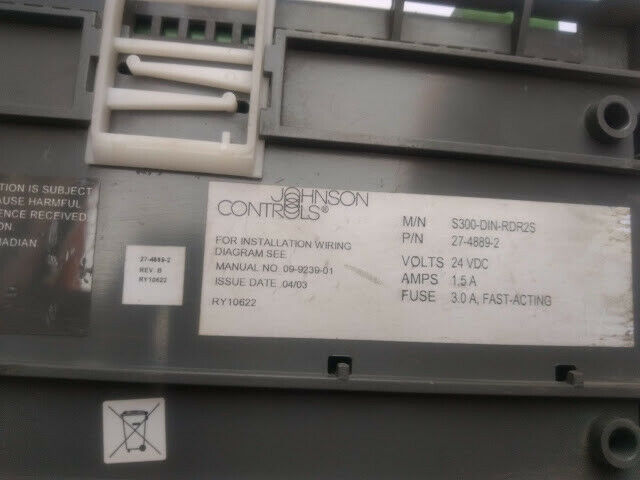 Johnson Controls S300-DIN-RDR2S 27-4889-2 Rev B Cardkey RDR2S-1 Door ...