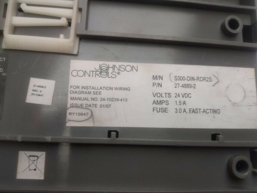 Johnson Controls S300-DIN-RDR2S 27-4889-2 Rev D Cardkey RDR2S Door ...