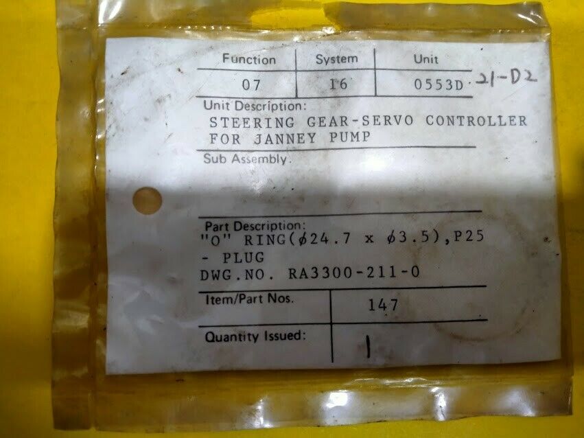 ORing 147 24.7x3.5 P25 plug for Steering gear servo controller for