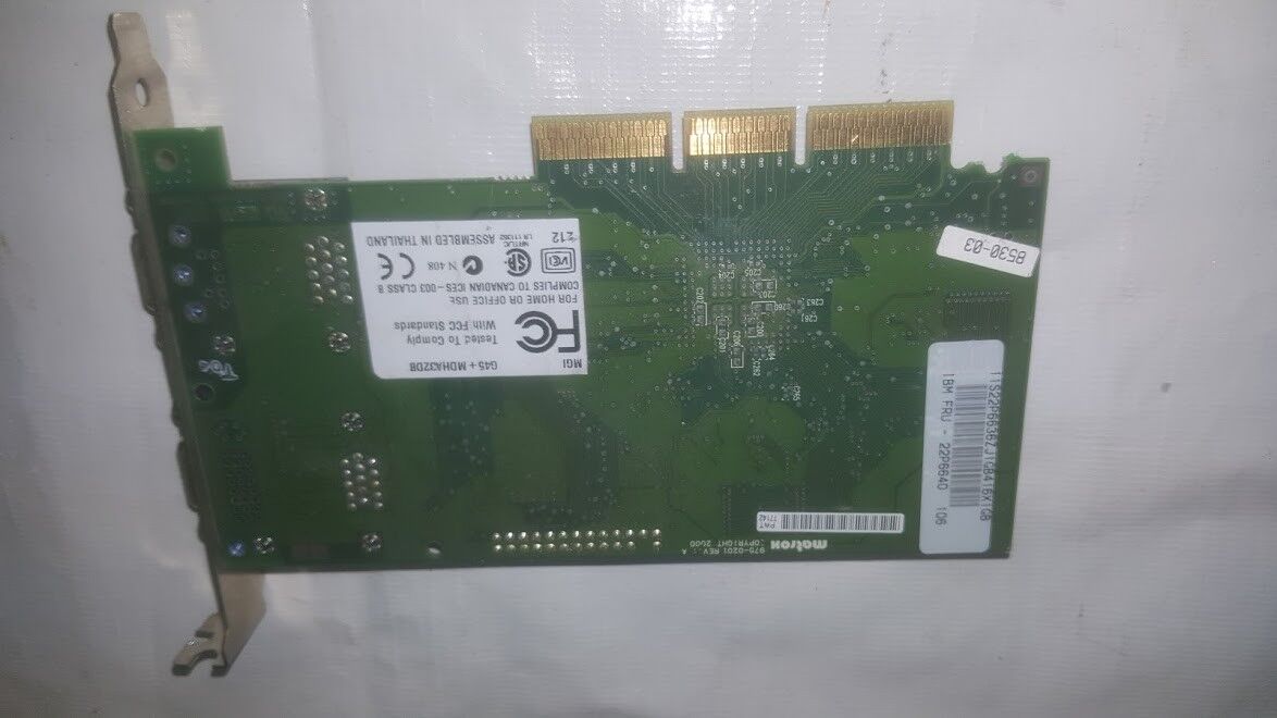Carte Graphique Matrox 975-0201 Rev A (PCI, MGI G45+, Double VGA)