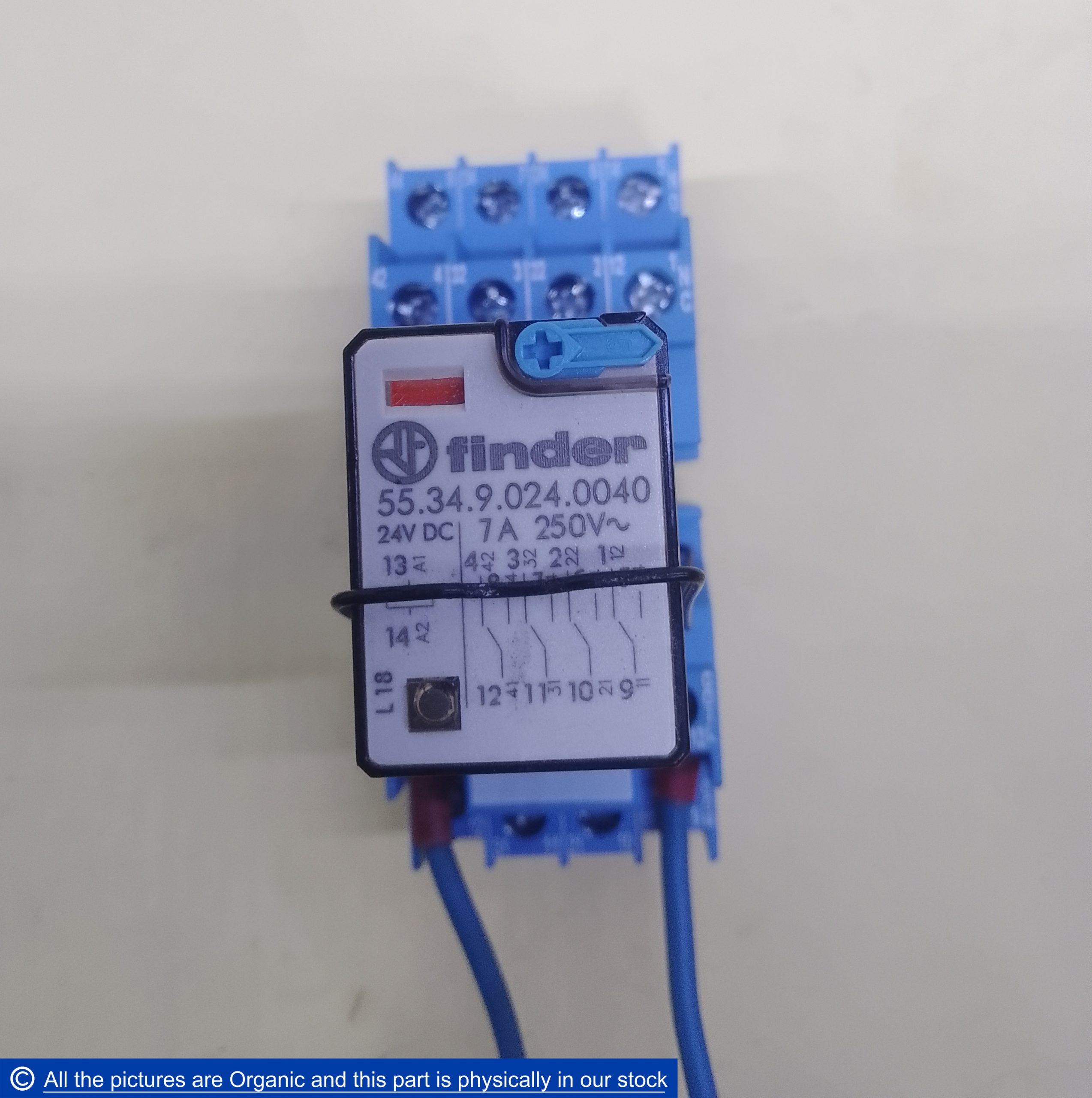 Finder 55.34.9.024.0040 Relay 24VDC 7A 4PDT With 94 Series Socket 94.74 ...